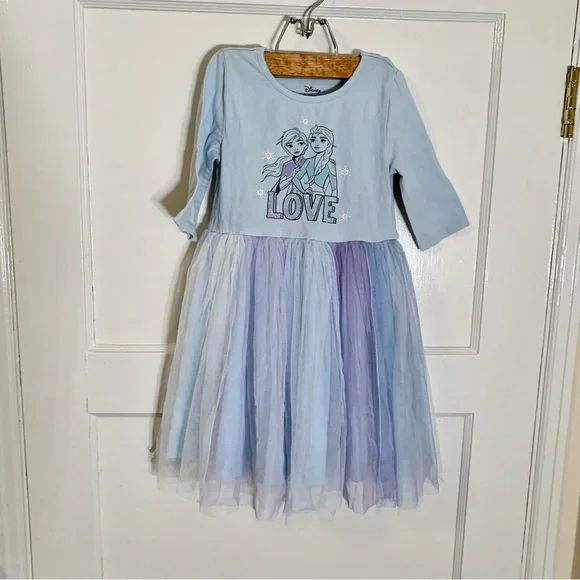 fitted lace wedding dress Posh Peanut Girl's Disney Frozen Elsa Tulle Dress in Blue, 5 Toddler-6 Toddler, Viscose from Bamboo main image 0